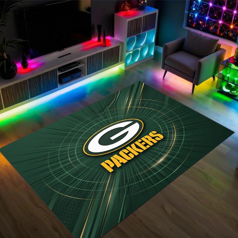 Green Bay Packers Design Crystal Velvet Carpet Cozy Non?Slip Printed Rug For Bedroom Living Room Entrance