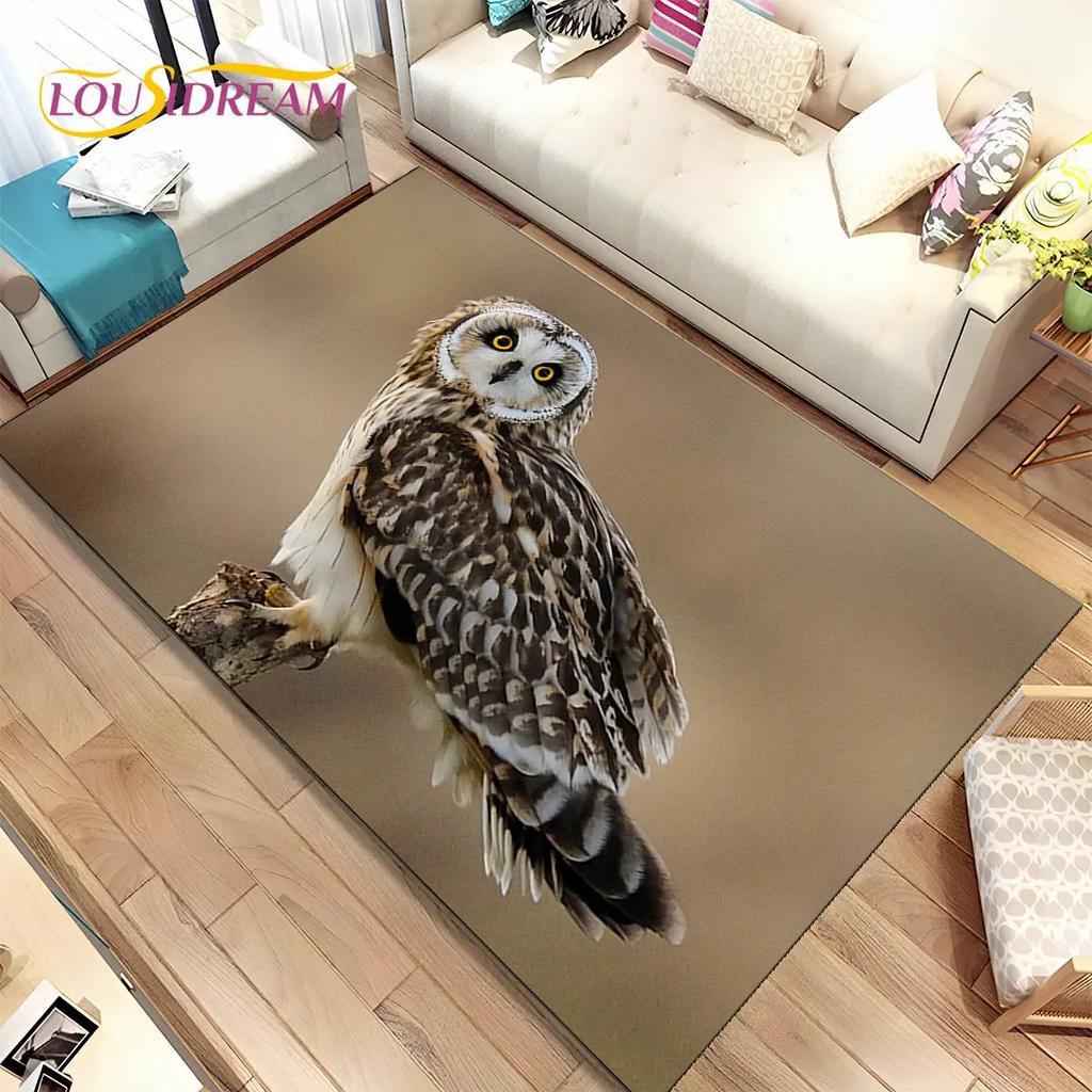 Schattige Uil 3D Cartoon Vloerkleed, Tapijt voor Huis Woonkamer Kinderkamer Bank Deurmat Decoratie, Kinderspeel Niet-slip Vloermat