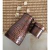 Pure Copper Bedroom Water Bottle with Inbuilt Glass, Hammered Antique Design - Drinkware & Storage Purpose, Volume 900 Ml (Pack of 2)
