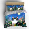 Black Cat and Red Fish Design Bedding Duvet Cover Set Duvet Cover Pillowcases  (1*Duvet Cover 2*Pillowcases, without duvet insert)