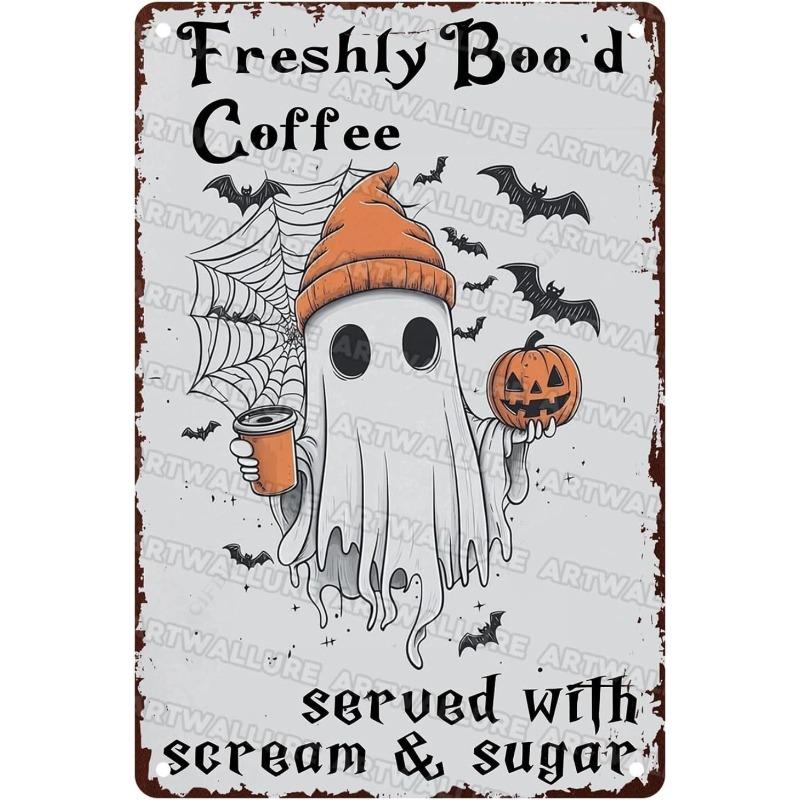 Halloween Metal Wall Sign Spooky Decor 20x30cm