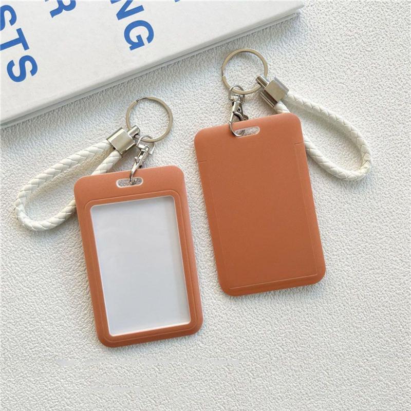 Multicolor Matte Plastic Id Card Holder Wrist Lanyard Scratch Resistant Shell For Students Office Workers Access Cards