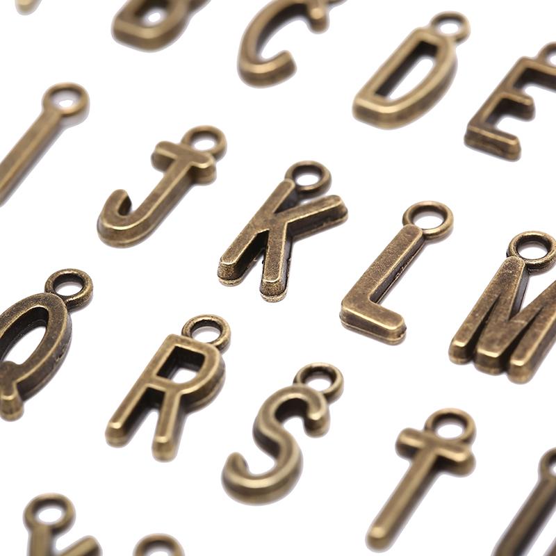 Silver/Gold 26Pcs Alphabet A-Z Pendents Letters Diy Jewelry Findings Charms