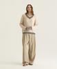 Oteumilkape Mid-Rise Pleated Wide Pants - Beige