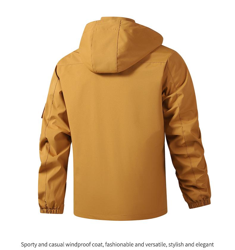 European Men's Casual Hooded Windbreaker Jacket with Detachable Hood, Plus Size.