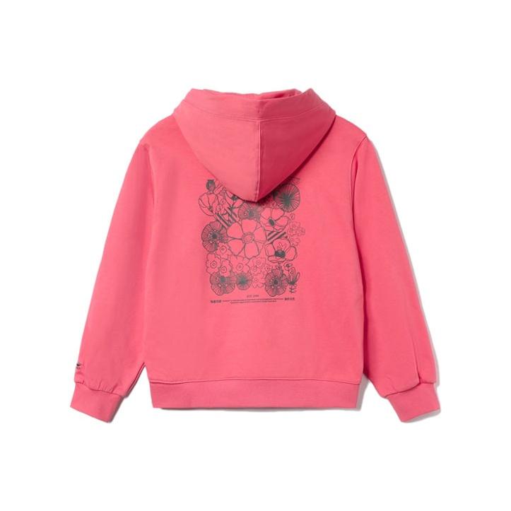 Li Ning Sports Fashion Series Loose Pullover Hoodie Women hoodies Tea-Rose-Red AWDR320-5