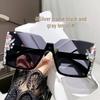 Frameless Cut-Edge Sunglasses with Rhinestones - Trendy European & American Style for Big Face Slimming and Sun Protection