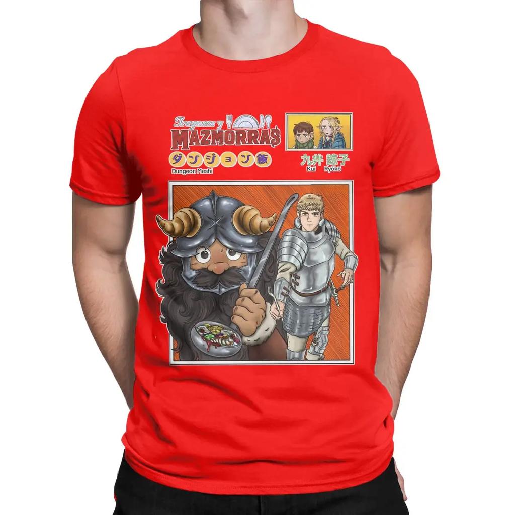 Dungeon Meshi Anime Men's T Shirts Delicious in Dungeon Unique Tees Short Sleeve Crewneck T-Shirts Pure Cotton Printed Tops