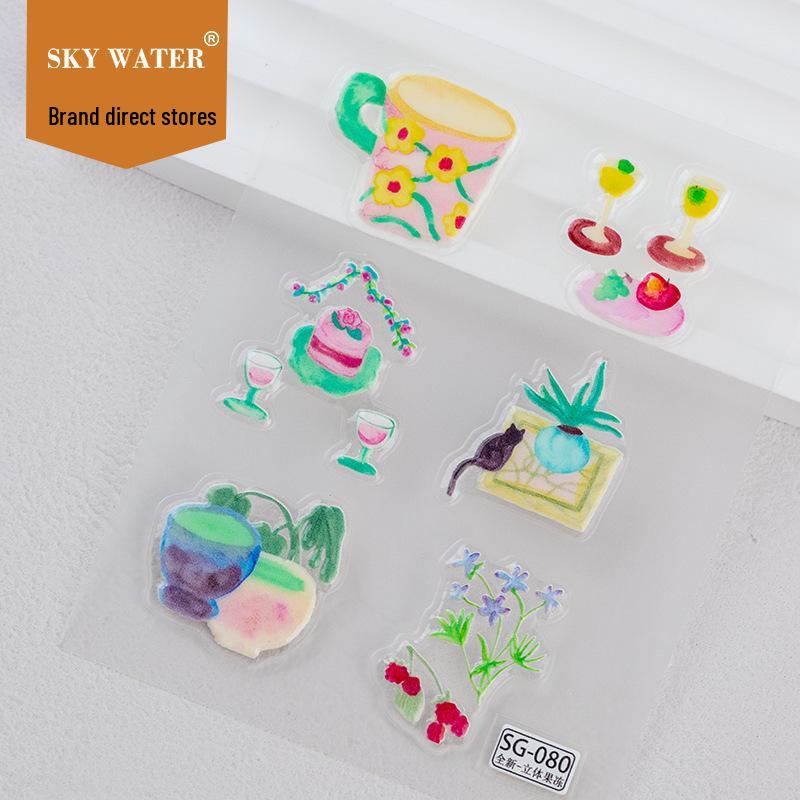 

3D Embossed Ink Painting Stickers for Phone & Computer Decor