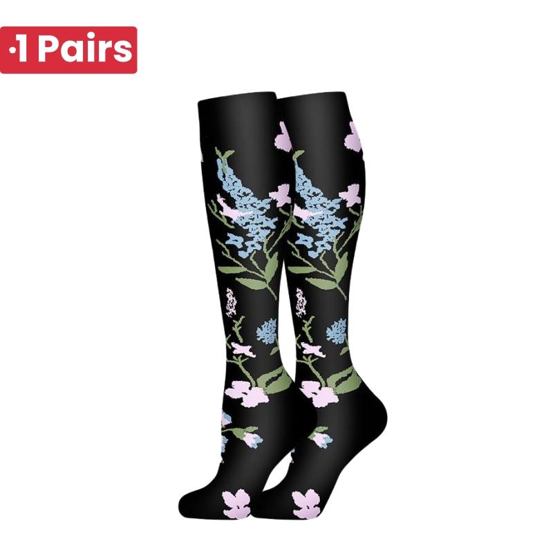 1Pairs 58 StylesNew Flower Animals Compression Socks for Leggings Breathable Running Pressure Soccer Adult Socks Pressure Socks