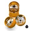 Aluminum Wheels for Mini 4WD Large Diameter Dual for Bushings Set of 4 [Gold] Low-Profile Wheels, 5-Spoke, Low-Profile Tires, 23.5mm Diameter,