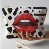 Lip Pattern Printed Makeup Bag Lightweight with Zipper Cosmetic Storage Bag Tiger Cat Frog Leopard Print Clutch Bags Travel