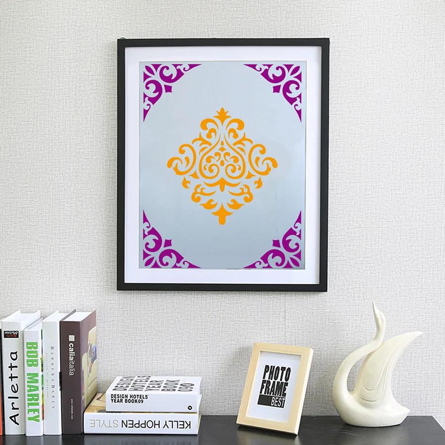 1Pc 15x15cm Beautiful Mandala Pattern Hollow Carving Stenclis Wall Brick Painting Auxiliary Spray Paint Coloring Mold White PET