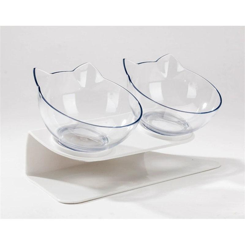 קערת חתול כפולה מונעת החלקה קערת כלב עם מעמד האכלת חיות מחמד קערת מים לחתולים קערות מזון לחיות מחמד לכלבים אספקת מוצרים להאכלה