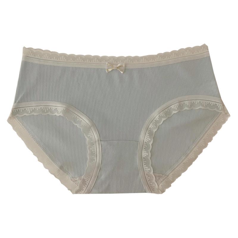 7A Antibacterial Cotton Lace-Trim Seamless Mid-Waist Underwear for Girls