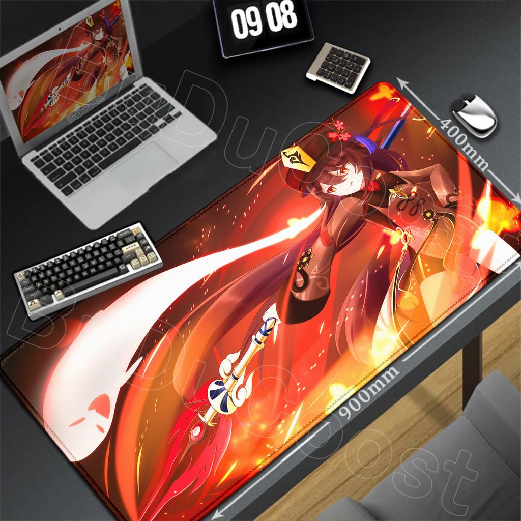 HD Genshin Impact Hu Tao Game Mousepad PC Gaming Accessories Laptop Pad Non-Slip Rubber Soft Edge locking XXL Large Keyboard Mat
