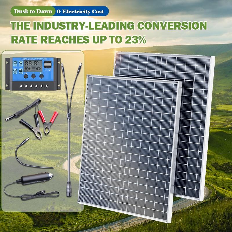 500W-1000W Polycrystalline Solar Panel Kit 12V Portable Charger Power Generator for Home RV Camping Outdoor Travel 4