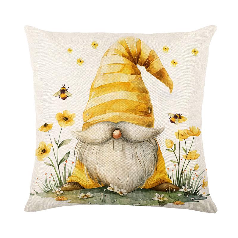 Bee Pillow Cover Linen Printed Letter Pillow Cover for Living Room Sofa Decorative Cushion Cover