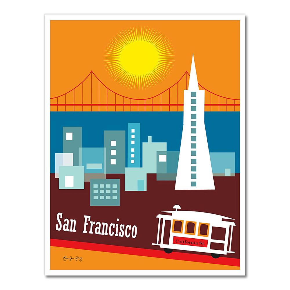Harbour City San Francisco Travel Poster Canvas Paintings Vintage Wall Kraft Poster Coated Wall Stickers Home Decor Picture Gift