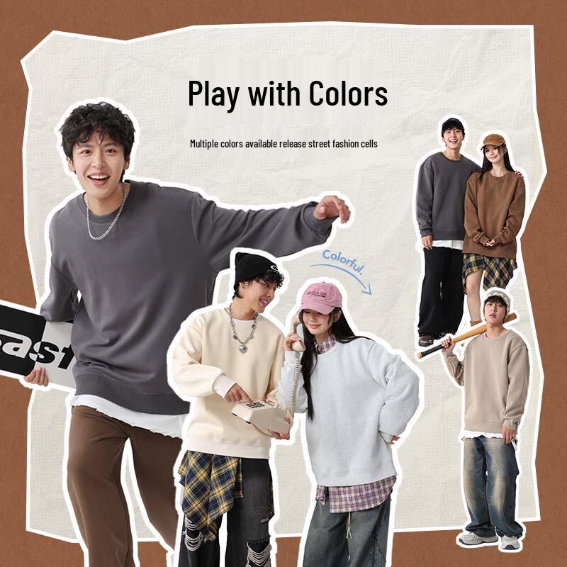 JEANSWEST LIFE Men's Guochao Dunhuang Fleece-Lined Sweatshirt