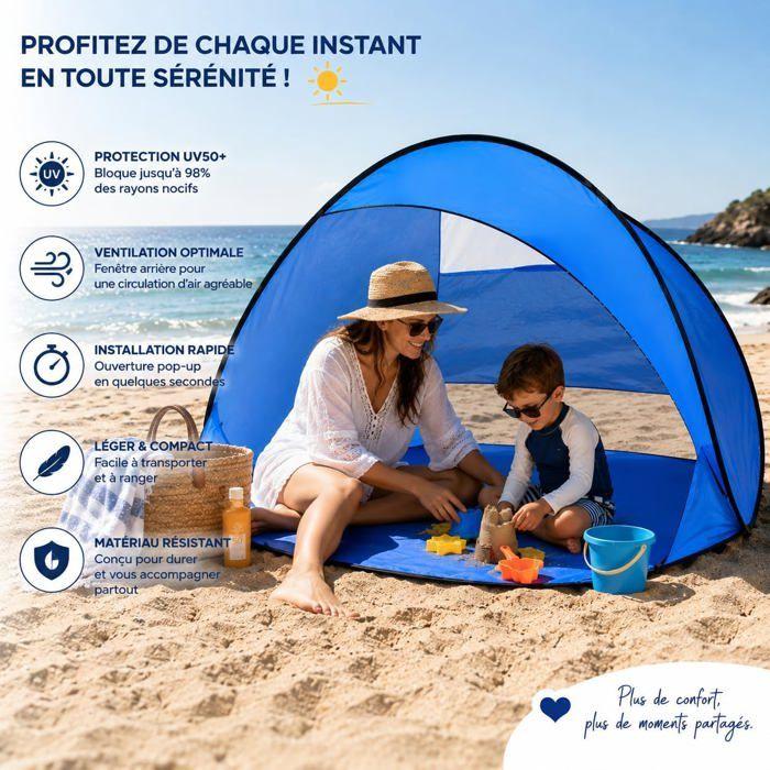 Cortavientos de playa - SHOP-STORY - Pop Up - UPF 50 - Varillas de fibra de vidrio - 150 x 85 cm