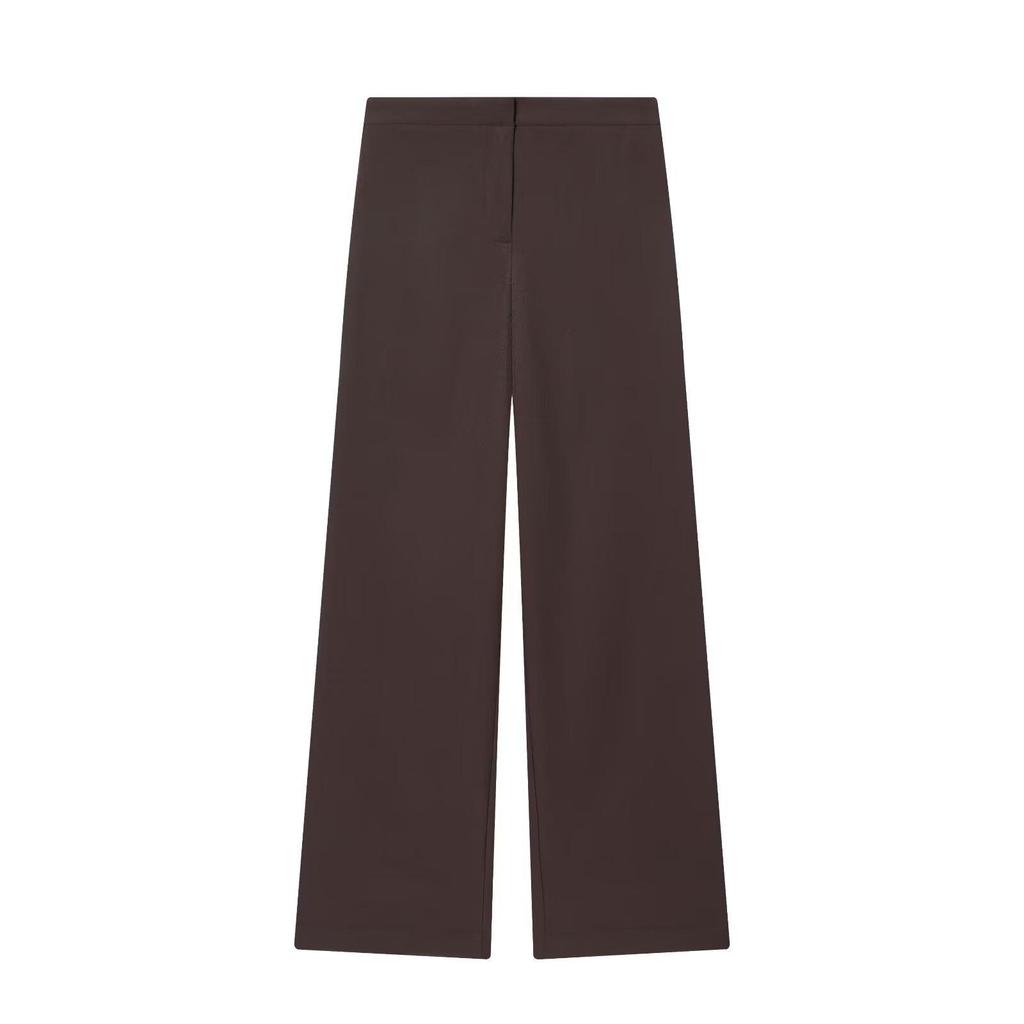 European American Style Fashion Suit: Buckle Decor Jacket & Straight-Leg Pants Two-Piece Slim Fit Set for Women