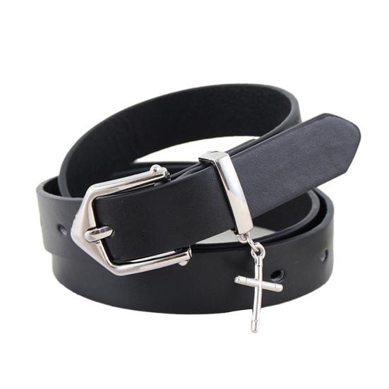 

Пояс из искусственной кожи с регулировкой на несколько отверстий и пряжкой-штифтом, универсальный женский пояс, женский мужской пояс для джинсов и брюк чёрный
