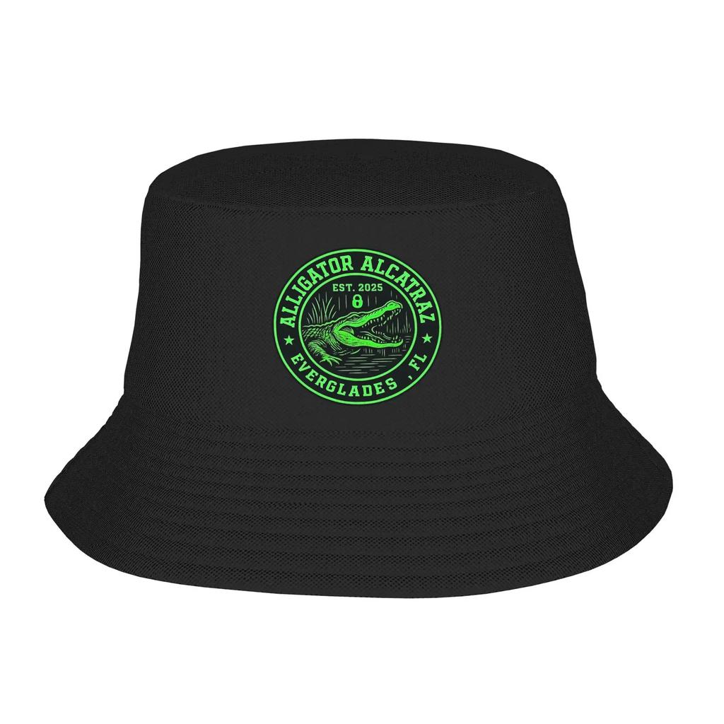 Alcatraz of Alligators Funny Animal Bucket Hat For Unisex Women Fisherman Hats Korean Beach Travel Caps Soft Fold Outdoor Sun Hats