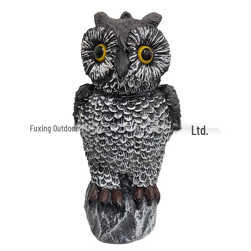 Garden Owl Bird Repellent Ornament - Realistic Head-Turning Design for Outdoor Decoration