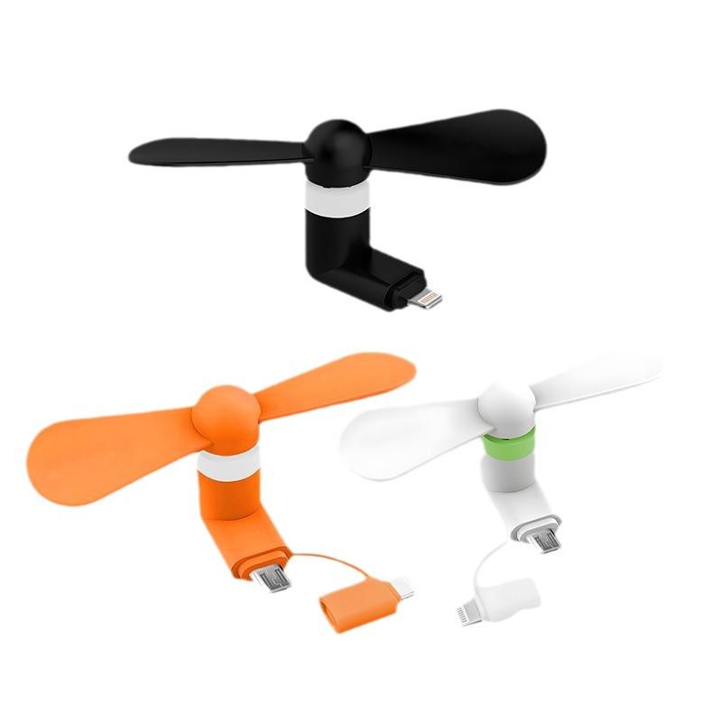 Three-in-One Portable USB Mobile Phone Fan for Apple, Android, and Type-C Devices