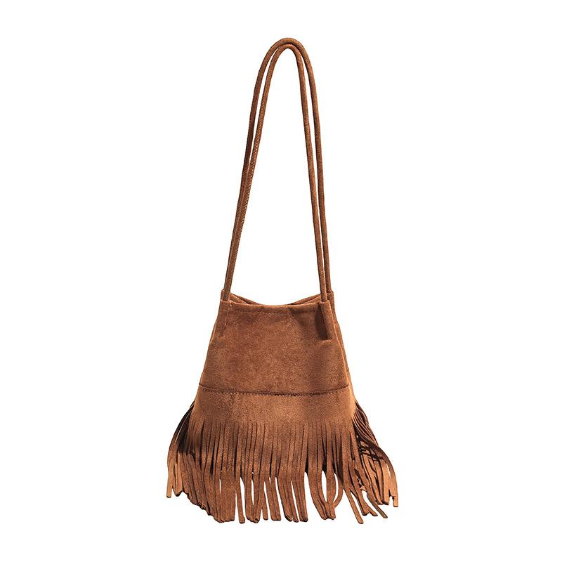 Women's bag niche foreign feeling single shoulder fringed bag women's 2025 autumn new Korean retro soft texture underarm bag