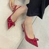 Fashion Red Footwear Women High Heels Pumps Shoes New In 2025 Fashion Butterfly-Knot Female Slingbacks Pointed Toe Ladies Heels Shoes