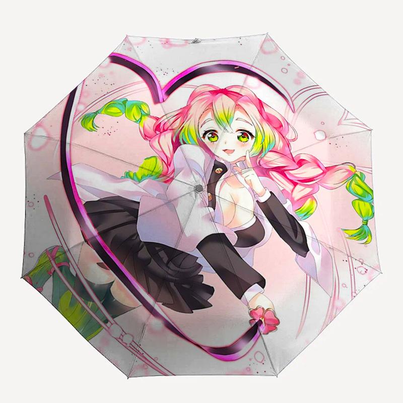 1pc Rainbow Hair Anime Girl Outdoor Umbrella - Automatic Opening/Closing, Portable 3-Fold Design, 8-Bone Iron Frame, Perfect Gift for Fans, Trave