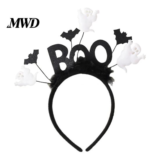 Photo Shoot Hairpiece Halloween Black Bat Headband for Women, Gothic Rose Boo Ghost Cosplay Hairband Adults Hair Accessories Festive, Party