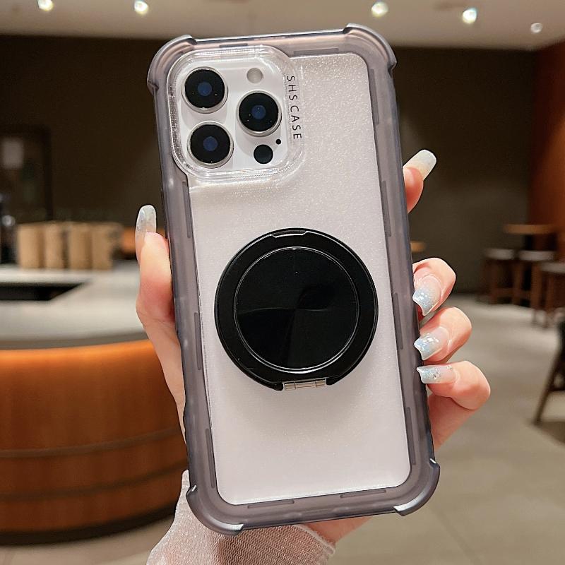 For Magsafe Magnetic 360°Rotat Metal Car Bracket 3-in-1 Four Corner Anti Drop Phone Case For iPhone 16 Pro Max 14 13 15 Pro Max
