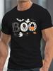 Mens Halloween Graphic TShirt  Spooky BOO Print Tee with BatsPumpkins  Lightweight Summer Shirt for Costume Parties