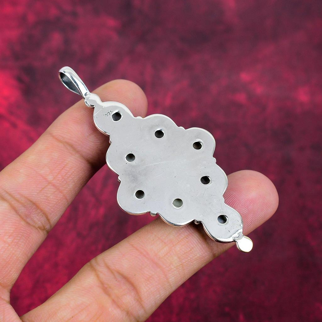 Pingente de Madrepérola, Pingente de Prata de Lei Sólida 925 Joias de Pedras Preciosas Feitas à Mão, Presentes Para Esposa Pingente Novo