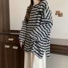 Plus Size Women Spring Autumn Long Sleeve T-shirts Vintage Striped Loose Casual Tops Oversized Crew Neck Tshirts