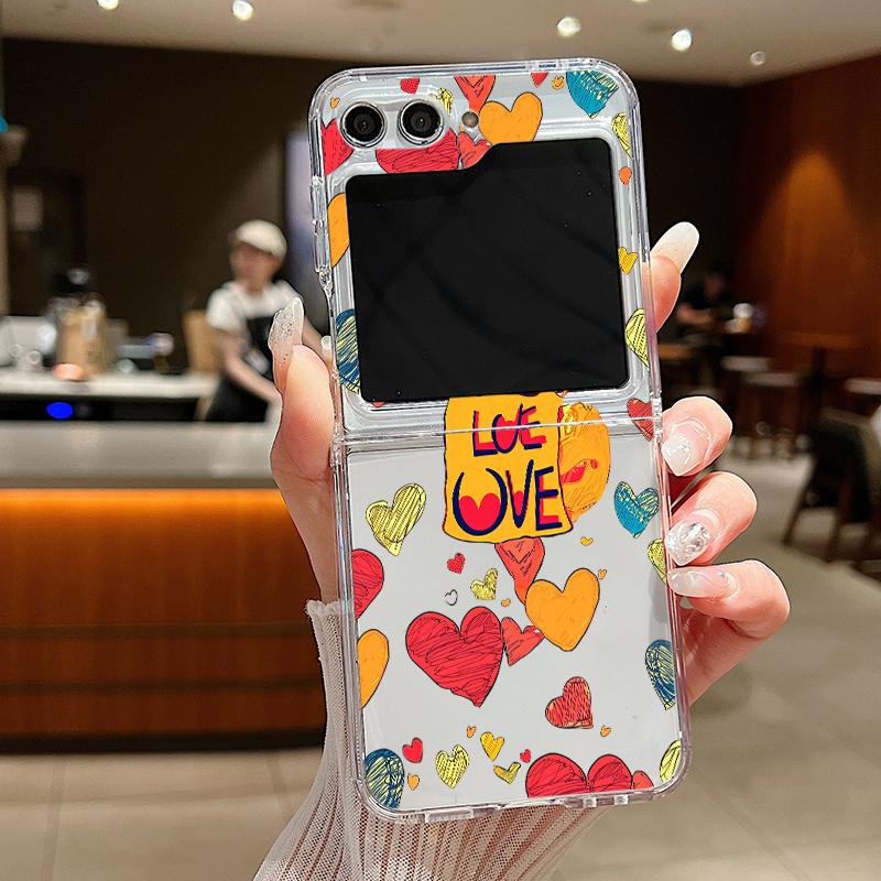 

Для Samsung Galaxy Z Flip6 Flip5 Flip4 Flip3 Love Heart противоударный мягкий Tpu 2 шт складной прозрачный чехол для телефона Samsung Z Flip3
