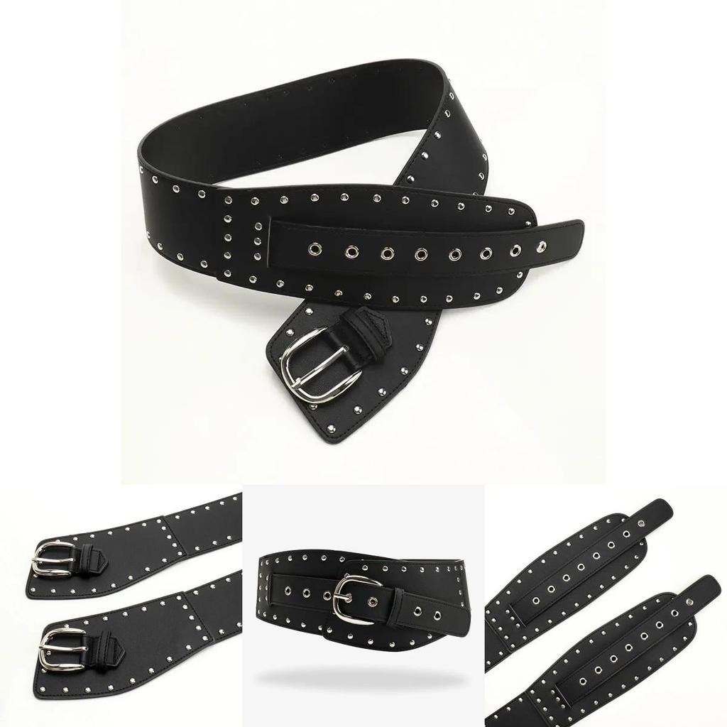 Vintage Irregular Wide Waist Belt With Alloy Buckle For Denim Pants Fashion Accessories