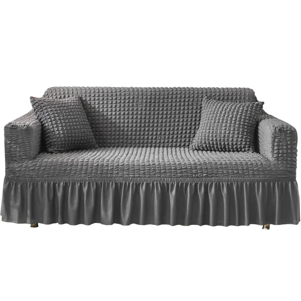 1/2/3/4 Seater Seersucker Sofa Slipcover High Stretch Couch Cover Thick Corner Sofa Protector Elastic Corner Couch Covers