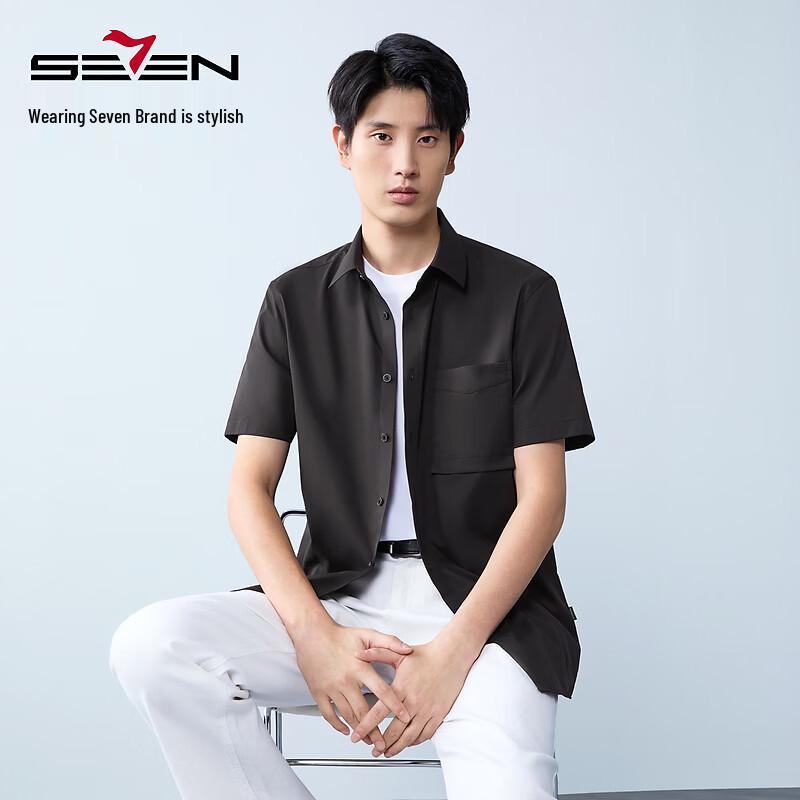 Men s Seamless Lapel Casual Business Short Sleeve Shirt S