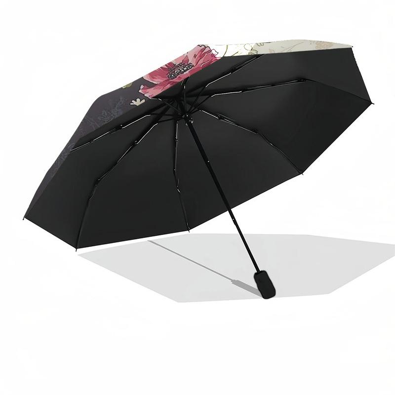 1pc Floral Pattern Circular Design Umbrella with Plastic Handle,Suitable for All Seasons Umbrellaptys26064