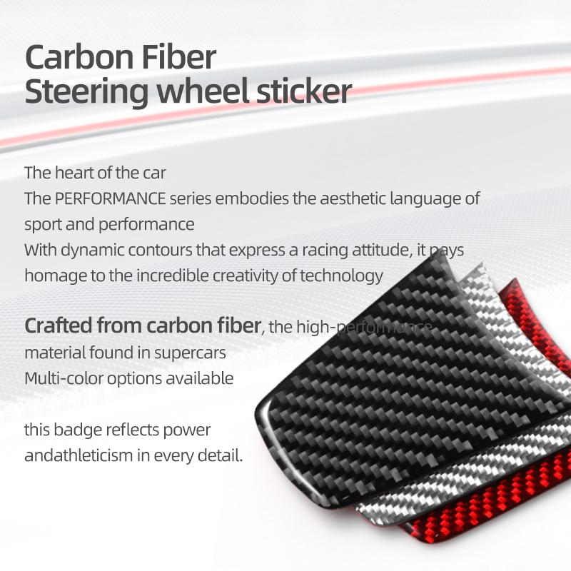 For Tesla Model 3 2019-2026 Model Y Carbon Fiber Steering Wheel Trim Patch Anti-Scratch Sticker Car Interior Tuning Accessories