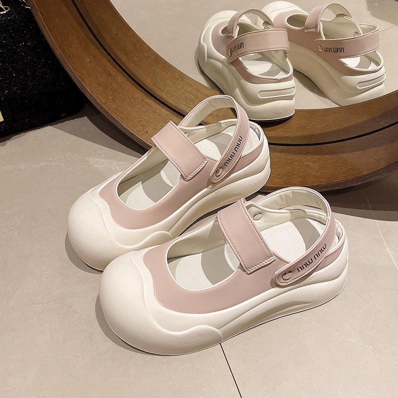 

Cute versatile Internet celebrities heightened platform bag head sandals women s 2025 new summer wear super hot white half drag 40 розовый