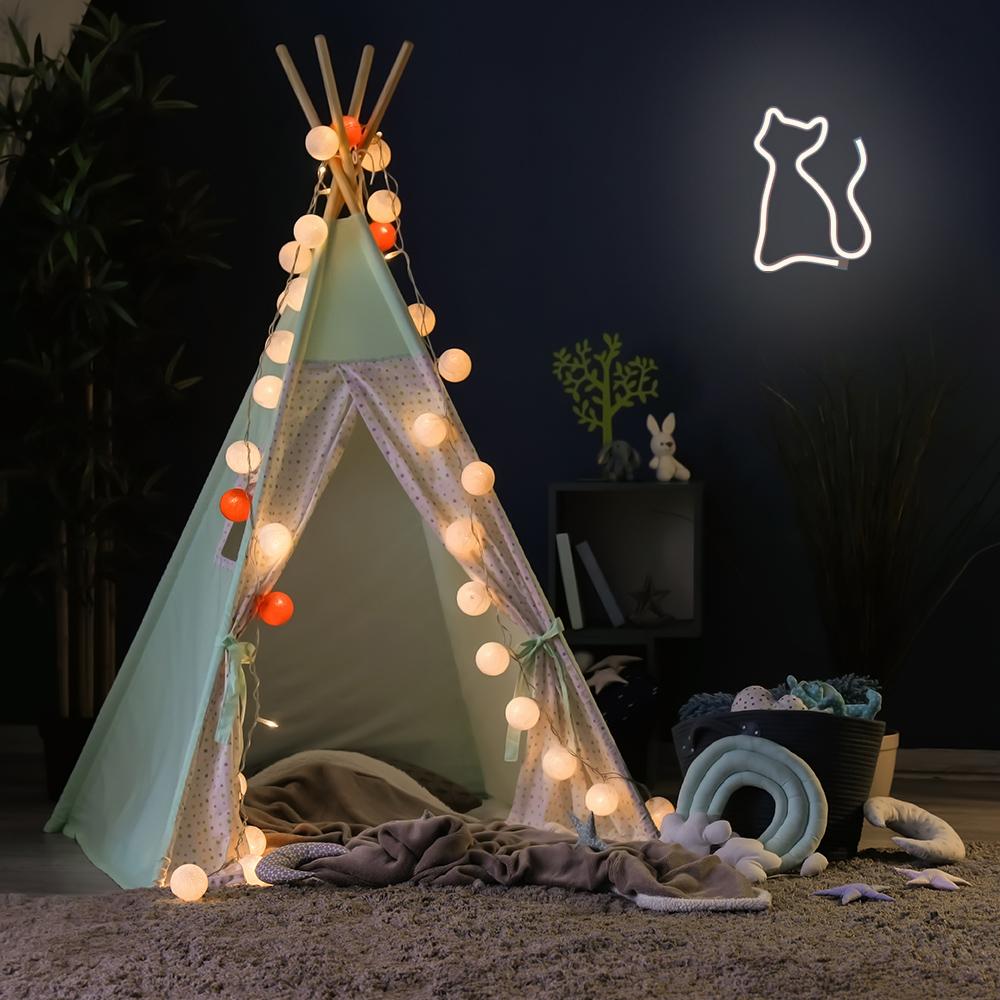 Neon Led Kot Ciepły Biały Bat + Usb Flne03 Forever Light