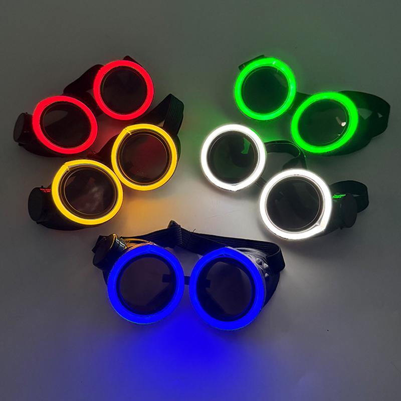 2026 Round LED Glasses Disco Fluorescent Party Punk Luminous Glasses Men Women Bar Nightclub Neon Glasses Music Concert Supplies