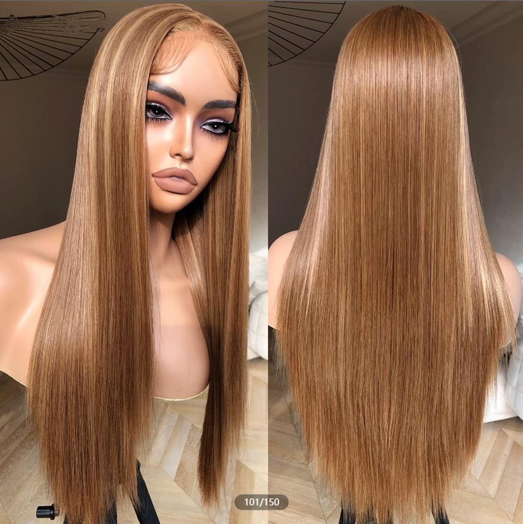 ALAN EATON Lace Front Wigs Long Straight Hair Dark Brown Wig Daily Use Party Wig for White Women Heat Resistant