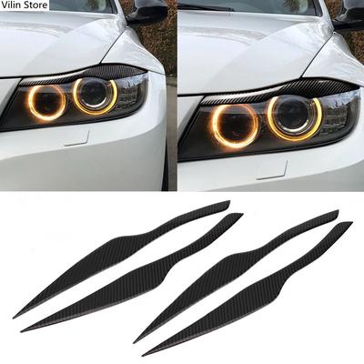 1 çift Karbon Fiber Araba Far Kaşları Göz Kapağı Kapak Dekorasyon Araba Çıkartmaları BMW 3 Serisi E90 E91 F30 F34 2006-