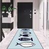 Fish Pattern Hallway Runner Rug Colorful Ocean-Themed Carpet Cute Boho Fish Long Mat for Kitchen Hallway Living Room Bedroom